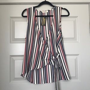Diagonal Stripped Wrap Top